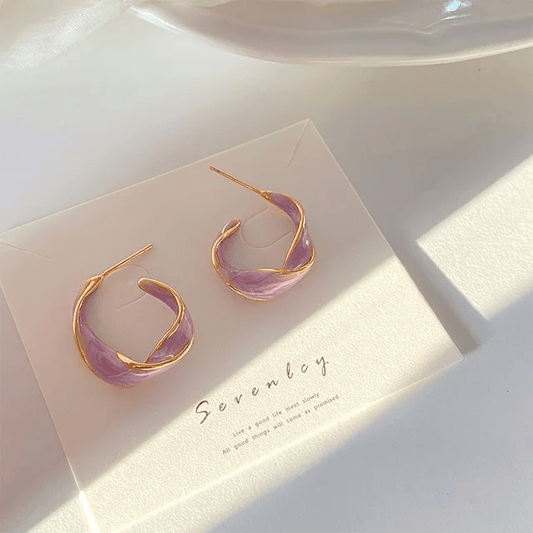 Eternal Ivory - Korean Purple Swing Beauty Earrings